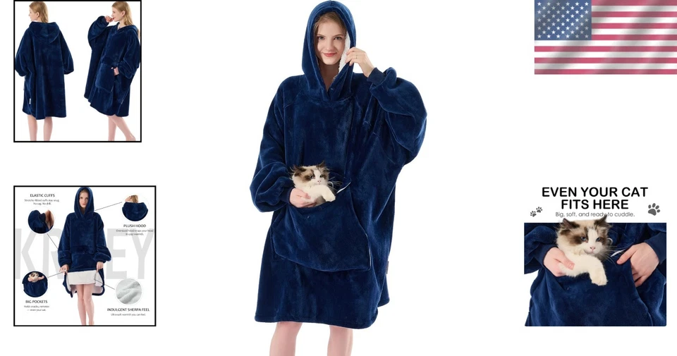 Cozy Wearable Blanket Hoodie with Giant Pocket - Image 2 of 4