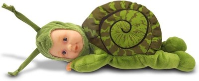 Anne Geddes 9 Zoll Baby grüne Schnecke Puppe weiche Bohnen gefüllt Plüschkörper Brandneu in Box