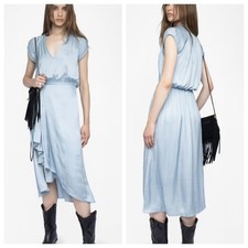 Women Zadig  Voltaire V-neck Jacquard Silk French Satin Dress Shirt Straps XS-L