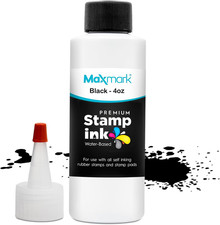 Premium Refill Ink with Control Tip Bottle for Self-Inking Stamps, Black Color -
