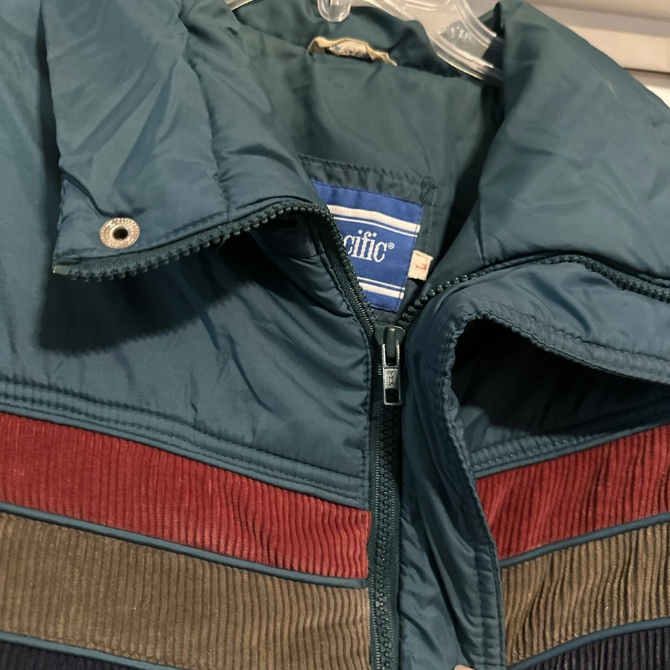 Винтажный 90-х океан Pacific куртка пуховик вельвет размер большой бирюзовый зеленый лыж OP - Изображение 4 из 4