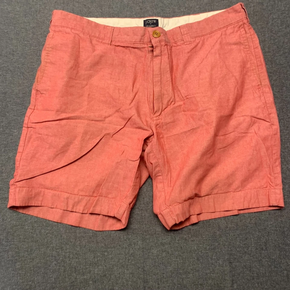 Shorts masculino J.Crew Gramercy tamanho 36W vermelho coral frente plana chino casual verão - Imagem 3 de 4
