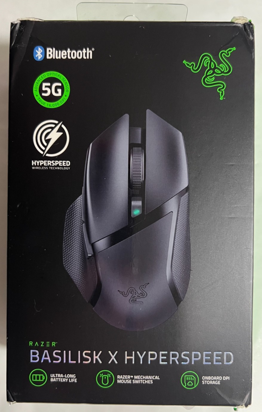 RAZER BASILISK X HYPERSPEED WIRELESS ERGONOMIC MOUSE BLACK USED