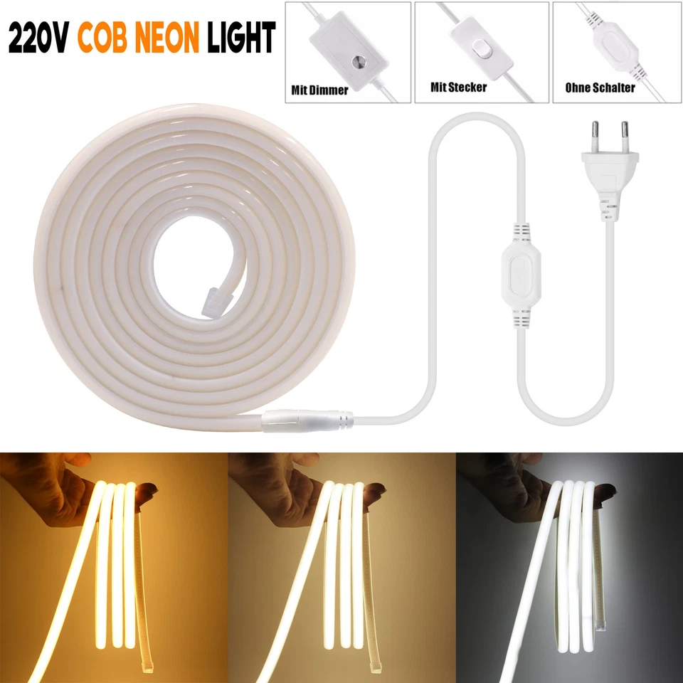 COB LED Streifen Stripe Band 230V 288LEDs/m Dimmbar Lichtschlauch Leiste Kette - Bild 4 von 4