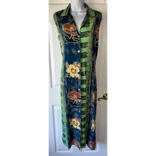 Buster N Bogi Dress Womens Medium Bohemian Button Resort Midi Beach Tropical