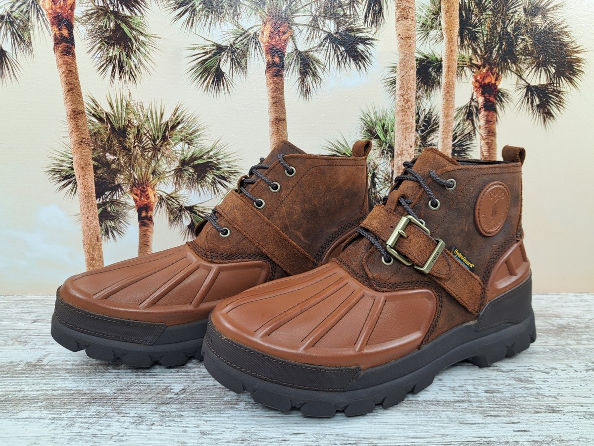Polo Ralph Lauren Oslo High Leather Boots Brown Strap Buckle Men's