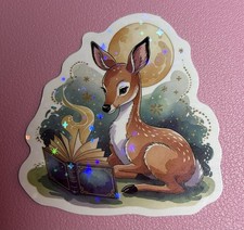 Deer Reading Book Sticker