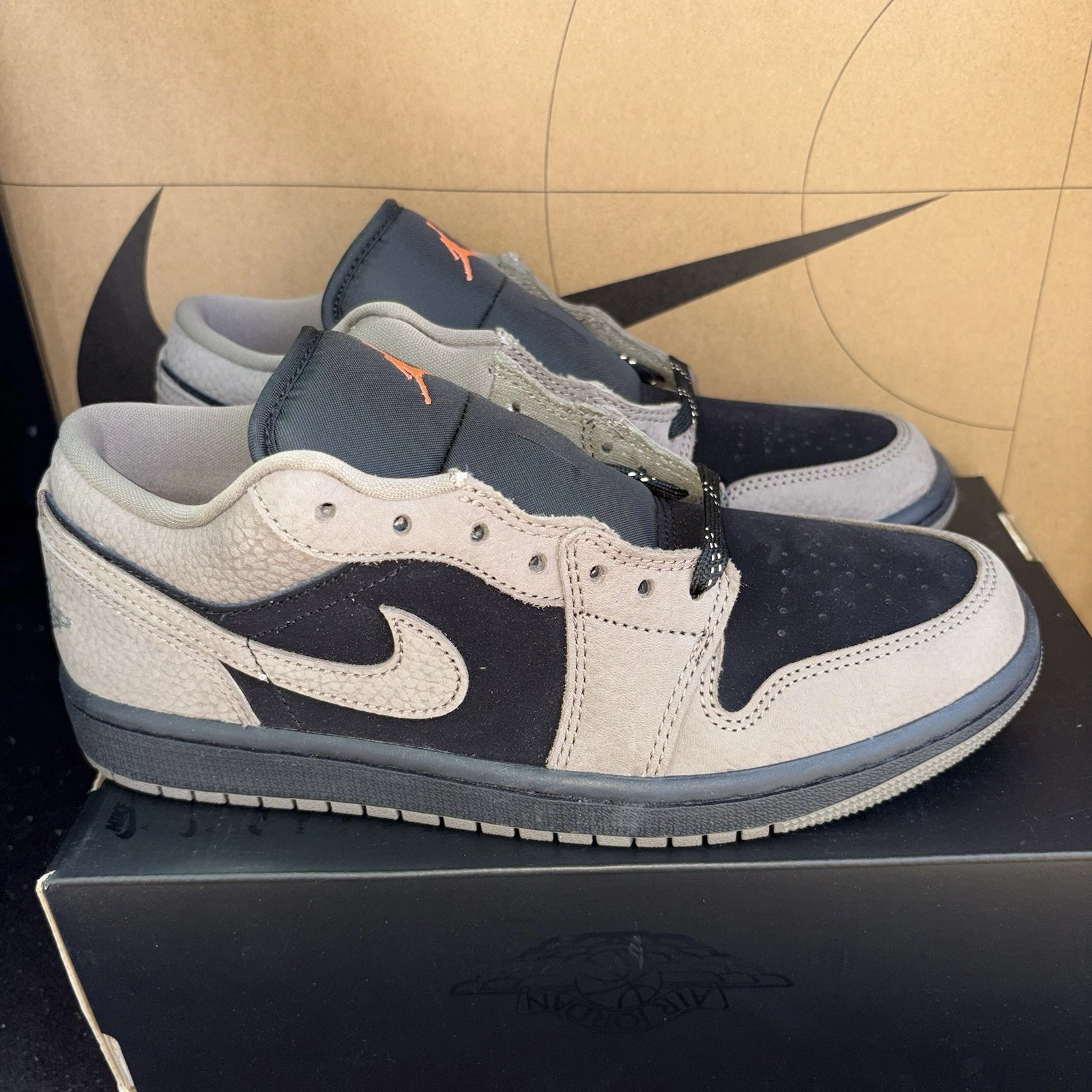 NEW Nike Air Jordan 1 Low SE Black Olive Gray Mango NBY IB7109-005 Men Size 9