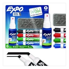 EXPO Low-Odor Dry Erase Marker Starter Set, Broad Chisel Tip, 4/Set