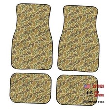 Camo Print Non-slip Car Floor Mats Set Of 4 Universal Fit Green