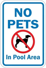 Metal Sign No Pets in Pool Area Street Sign 8X12 Inch Tin Metal Signs