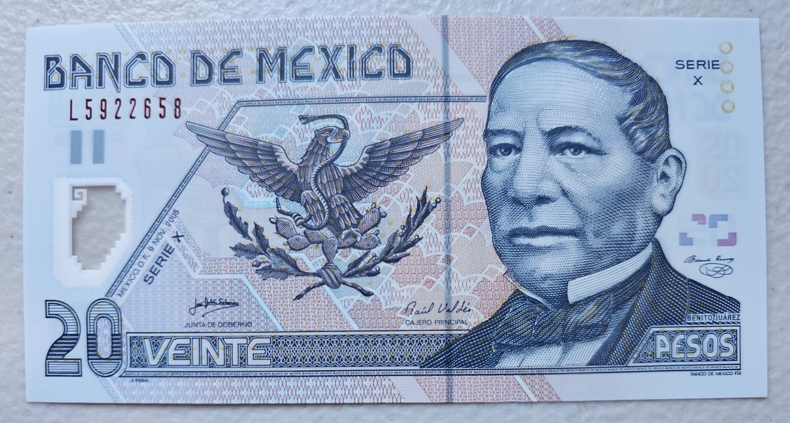 Mexico 20 Pesos 2005 Series X Polymer Unc
