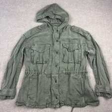 American Eagle Jacket Womens S Olive Green Military Hooded Utilitarian Lyocell