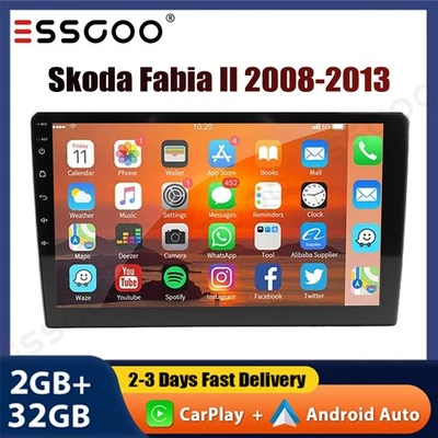 ESSGOO 10" For Skoda Fabia II 2008-2013 Apple CarPlay Car Stereo GPS BT PLUG & PLAY 32G