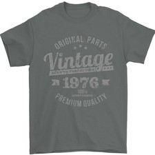 Vintage Year 50th Birthday 1976 Mens T-Shirt 100 Cotton Charcoal
