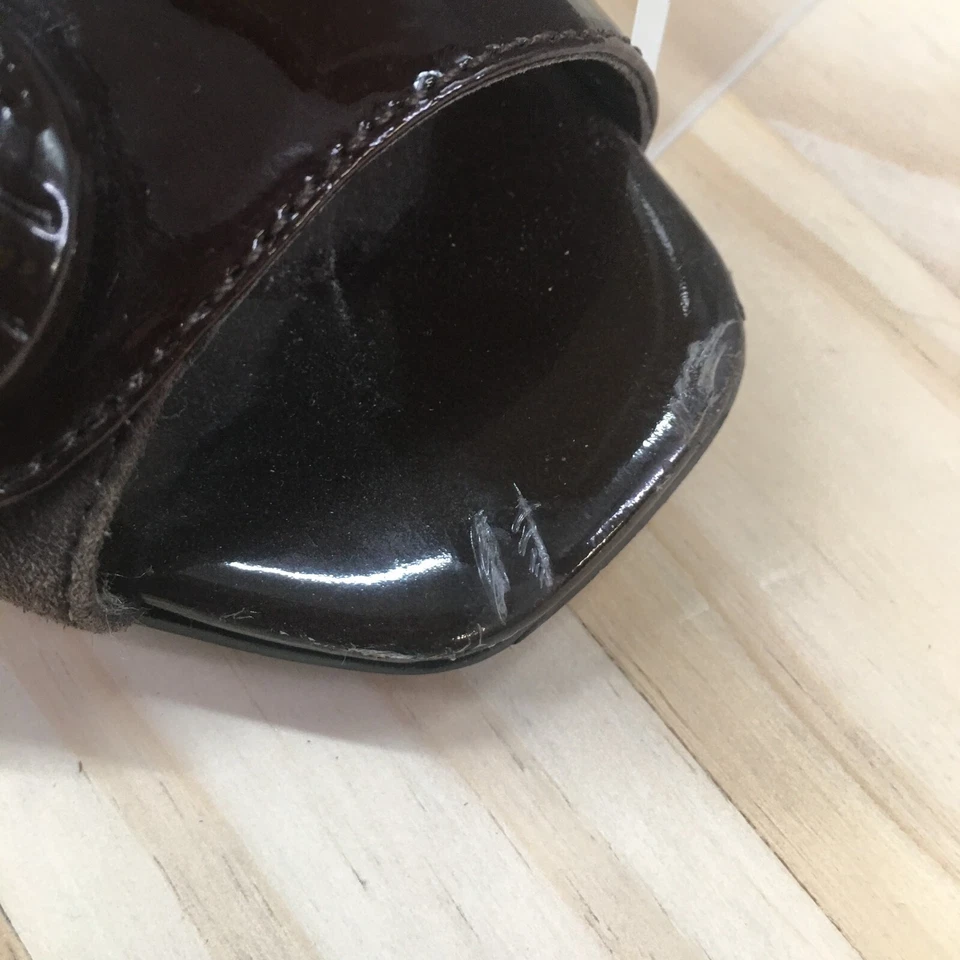 Franco Sarto Tacones Mujer 7 M Acre Bomba Cuero Marrón Punta abierta Informal Cuña Foto 3 de 4