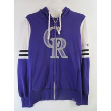 Majestic Womens M Full Zip Up Drawstring Hooded Jacket Purple