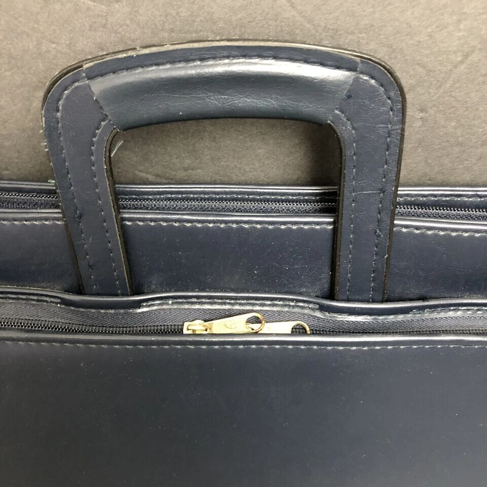 Pasta portfólio de couro Cambridge azul escuro 16" X 12" - Imagem 2 de 4