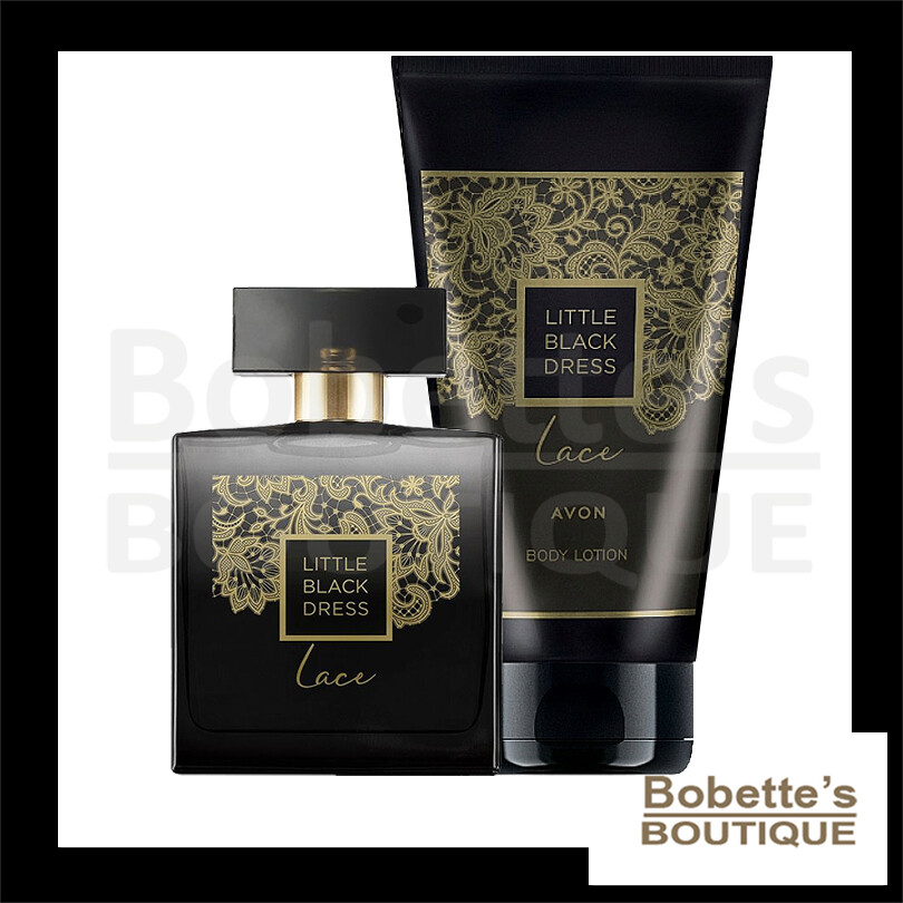 Eau de Parfum Avon Little Black Dress Lace et son lait corps hydratant pour elle