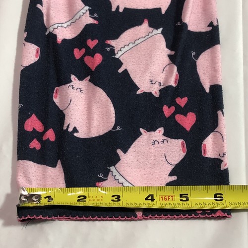 Girls Medium Fleece Pajama Pants Loose All Over Print Pig Lounge Blue Pink - Picture 7 of 8