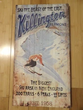 SKI THE BEAST OF THE EAST KILLINGTON VERMONT EST. 1958 RED HORSE SIGNS, WOOD