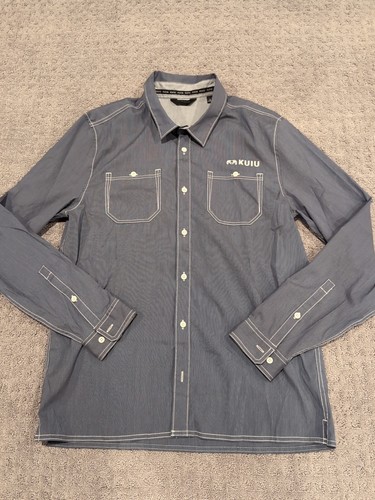 Kuiu Button Up Casual Long Sleeve Shirt Large Blue  Excellent Free Shipping! - Picture 1 of 12