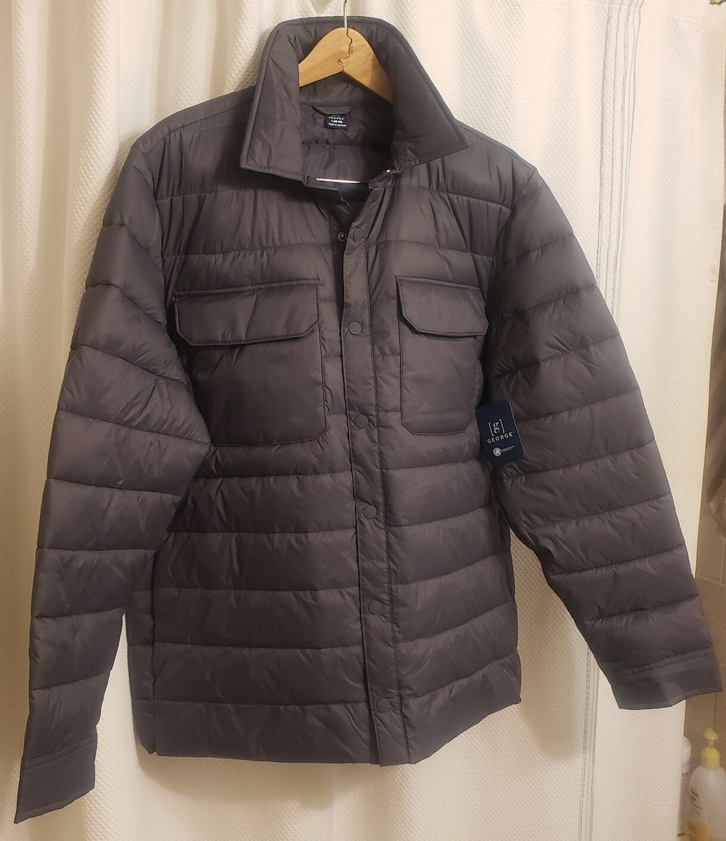 🆕 GEORGE MEN'S PUFFER STYLE SHIRT JACKET SIZE LRG COLOR GREY