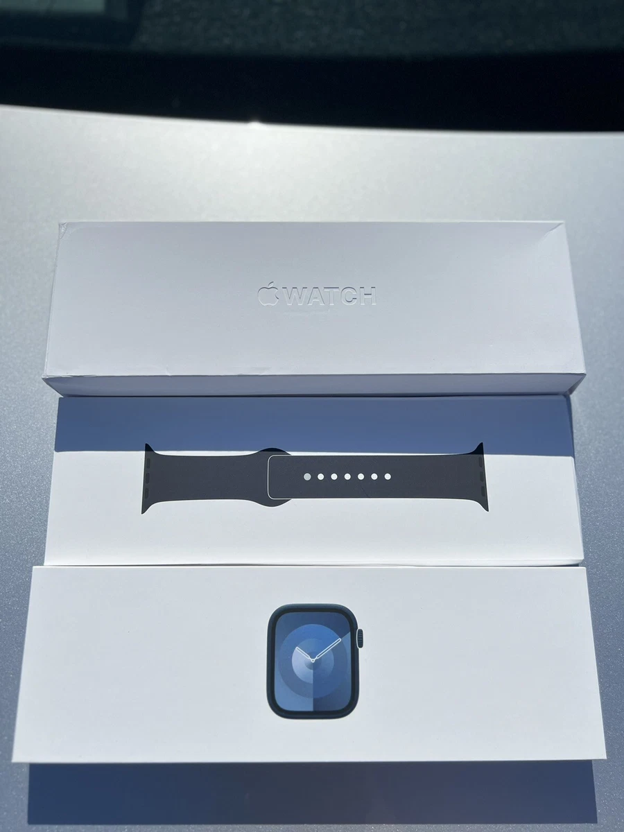 Apple Watch Series 9 GPS, 45mm Midnight Aluminum Case with Midnight Sport Band - M/L