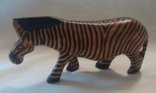 Hand Carved Wood Zebra Sculpture Figurine African Animal Art 5"