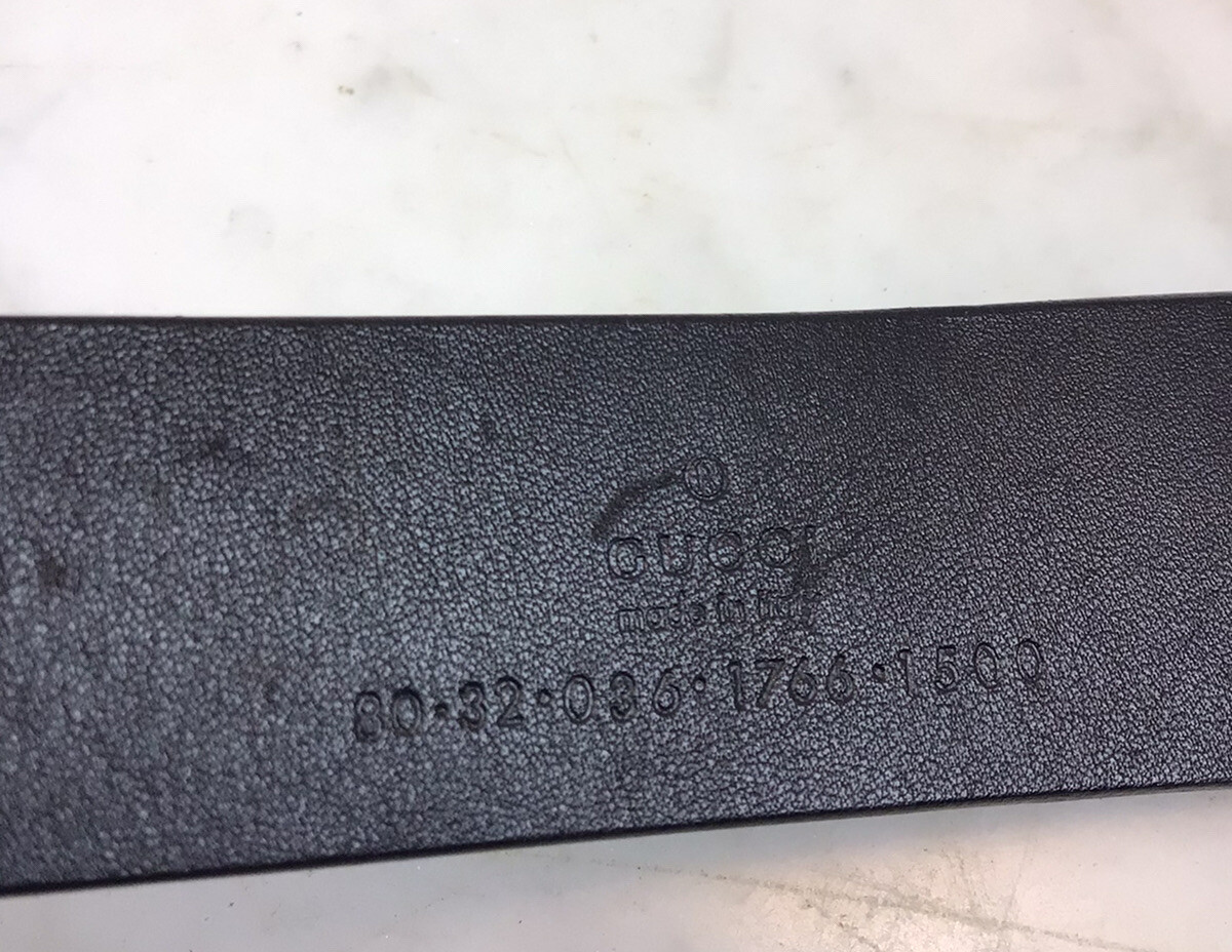 Vintage GUCCI Logo Black Leather Belt 37” Long Genuine View 5