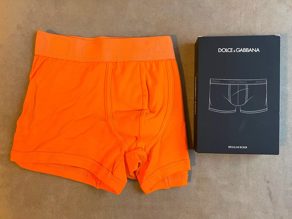 DOLCE & GABBANA COTTON ORANGE SIGNATUREWAIST REGULAR BOXER BRIEF