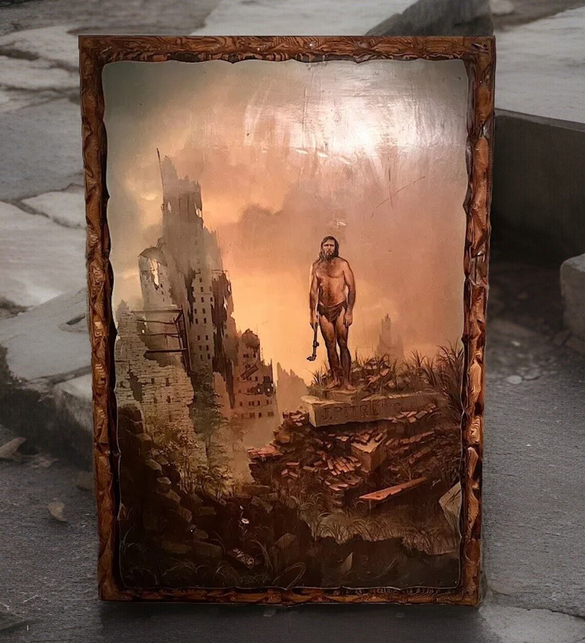 A NEW DAWN John Pitre Wood Epoxy Visionary Surrealism Fantasy apocalyptic 1973-image