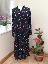 Y.A.S Yassari LS Long dress black/Sari  print XL 8 Sale