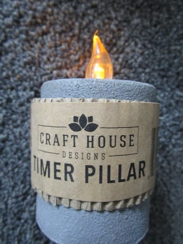 Cement Look Flame Timer Pillar, 2.25" x 2.5"  Item: G84667  TIMER CANDLE NEW