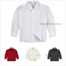 Boys Cotton Button Up Long Sleeve Shirt Formal Wedding Communion sz: 000 16
