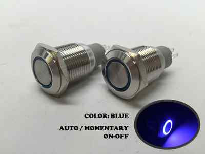 Pactrade Marine SS304 Blue LED Ultra Flush Mount Push Button Switch – Auto On/Off Ring Light - View #2