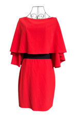 Alice + Olivia Cairo Caped Sheath Dress in Red US Women Size 8