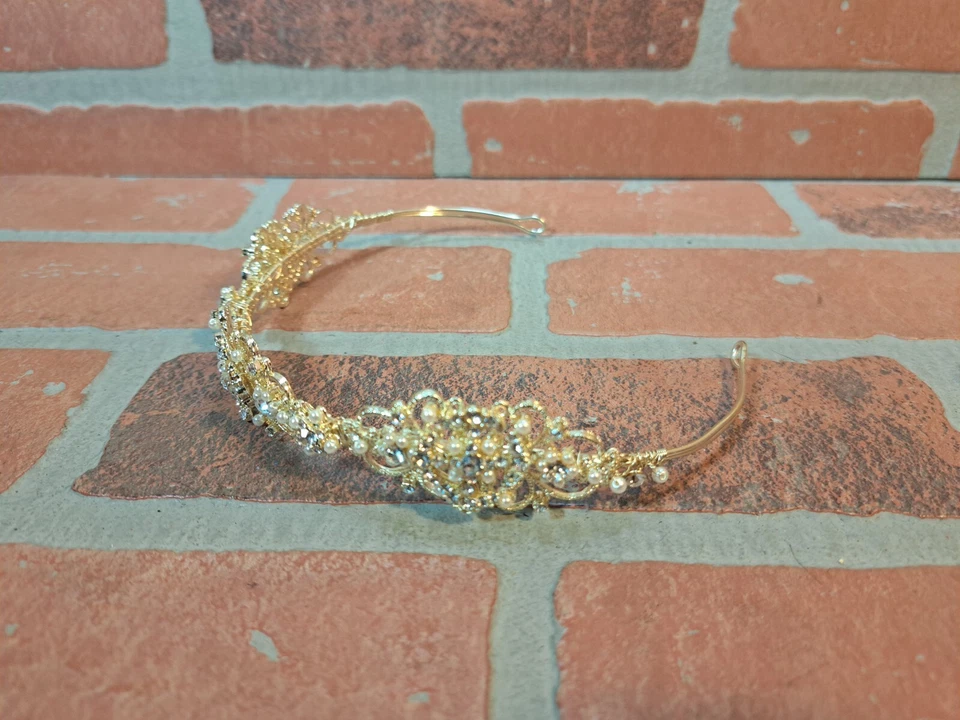 Davids Bridal Tiara Gold Crystal Motif Anime Cosplay, Wedding  - Image 3 of 4