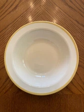 Homer Laughlin Vegetable Bowl-Floral-MCM- Yellow Trim Vintage 1980 Made In USA