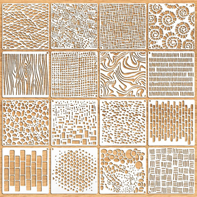 16-Piece Reusable Stencil Set for DIY Crafts, Painting & Home Decor