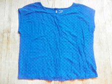 St. John's Bay Blue Crochet Lace Short Sleeve Blouse Top Career 1X or 2X Pre-own