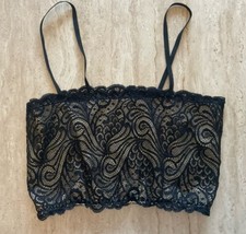 Lacy Cami Cropped Bra Top, Black, Small, UK 6/8