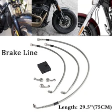 White Front Extended Upper Lower Complete Brake Line Kit for Softail Fat Bob 18+