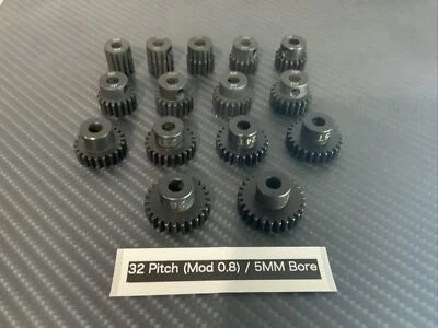 QH Mod .8 32P 5mm Steel Pinion Gear 12- 30T For 32 Pitch Spur Gear RC Car 5mm Motor