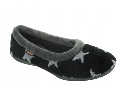 Manitu Home Damen-Ballerinas UK 3 EU 36 schwarz & grau Sterne Gummisohle 