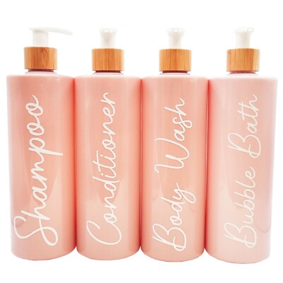   Rosa Glanz Badflaschen 500ml, Shampoo Conditioner Schaumbad Duschgel