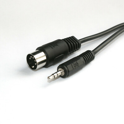 1,5m Audio-Kabel DIN-Stecker / 3,5 mm Klinken-Stecker Diodenstecker schwarz