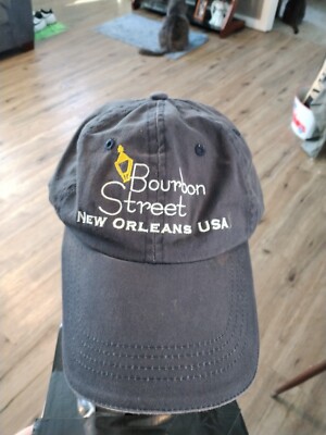 New Orleans Bourbon Street Trucker Strapback Hat Navy Blue Bullet Line Dad 222