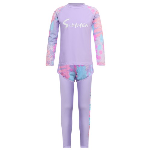 Kids Girl's Swimming Suit 3 Piece Tops And Shorts Fashion Rash Guard Wetsuit - Picture 21 of 31