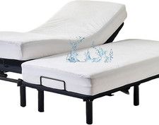 Waterproof Split King Mattress Protector for Adjustable Beds Noiseless Soft Bamb